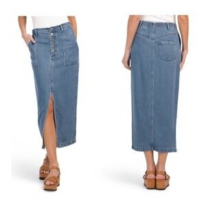 Young Fabulous & Broke Dara Button‎ Front Midi Denim Skirt - Size Small